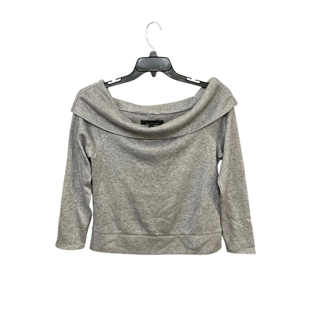 NWT Off the Shoulder Silver Sparkly Sweater WHBM Size Large Holiday Womens
